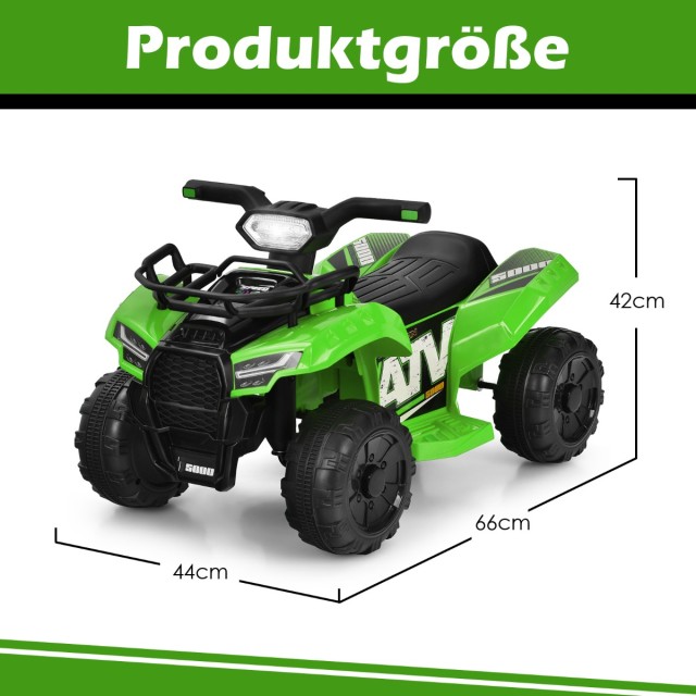 Costway  Παιδικό Ηλεκτρικό ATV με LED Φώτα, Μουσική & MP3 για Αγόρια και Κορίτσια (18-36 μηνών) TQ10019DE-GN