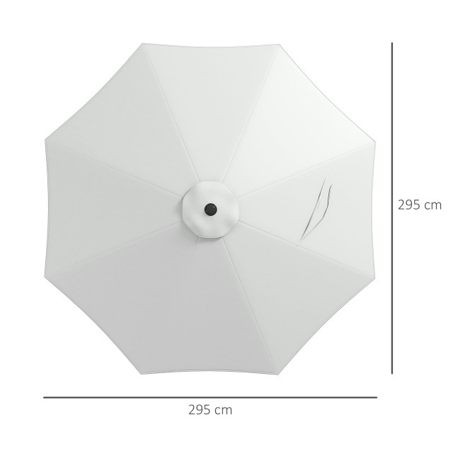 Outsunny Κάλυμμα για Ομπρέλα Ø295 cm από Πολυεστέρα Λευκό Ανθεκτικό στο Νερό με Άνω Αεραγωγό 84D-271V00WT