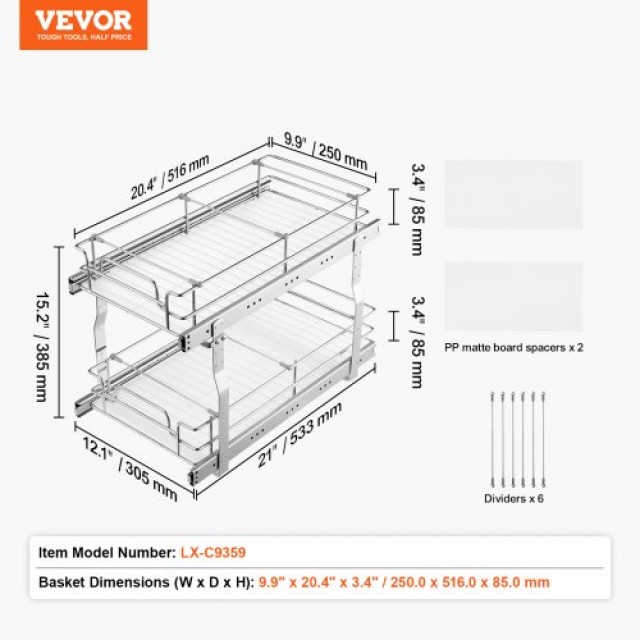VEVOR  Διπλό Συρτάρι Οργάνωσης Ντουλαπιού 12x21  FZSLLDGGEC12VMAA1V0