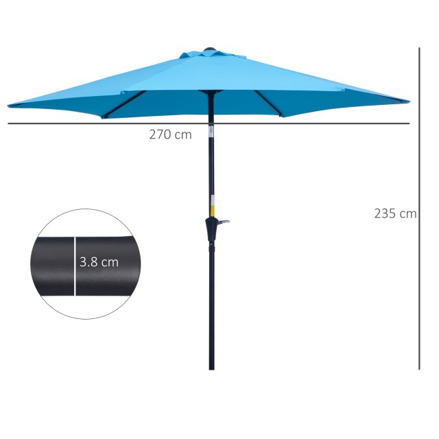 Outsunny  Ομπρέλα κήπου Ø2.7x2.4 m με μανιβέλα και κλίση κεφαλής απ...