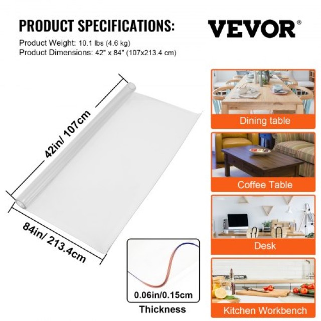 Διαφανές PVC Τραπεζομάντηλο 1.5mm 107x213cm  ZD1070X2134X1.5MMV0