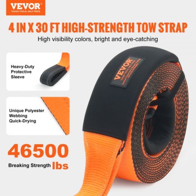 Ιμάντας Έλξης VEVOR 4 x 30, Αντοχή 46,500 lbs, Ενισχυμένοι Βρόχοι, ...