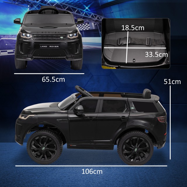 AIYAPLAY  Ηλεκτρικό Αυτοκίνητο για Παιδιά με Άδεια Land Rover με Φώτα, Κόρνα και Ζώνη Ασφαλείας, 106x65.5x51 εκ., Μαύρο  370-343V90BK