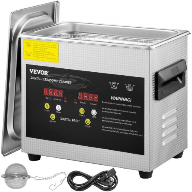 VEVOR 3L Digitaler Ultraschallreiniger mit Heizung und Timer für Schmuck und Brillen QXJ3LCSB-200W0001V2