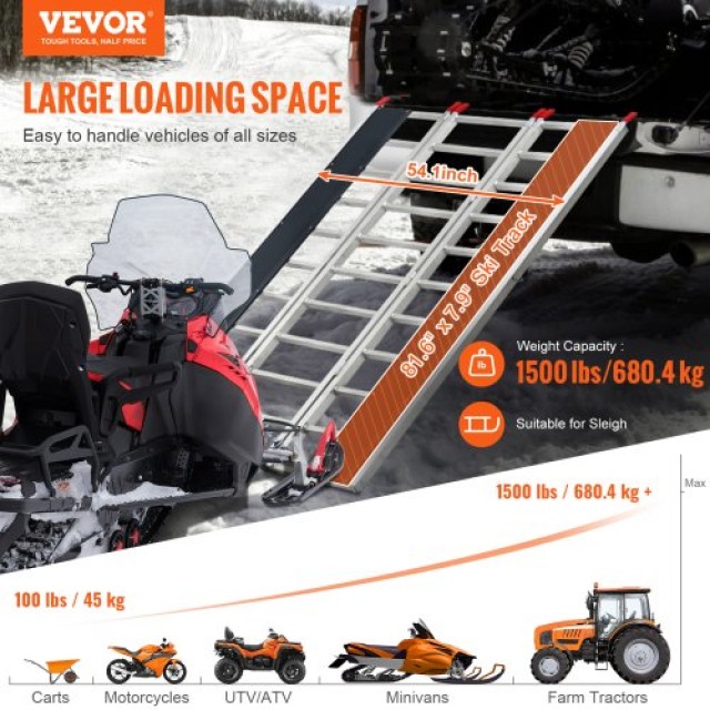 Ράμπα Αλουμινίου VEVOR 85 x 54 1500LBS Πτυσσόμενη Φορτωτική  SZSL1500LBS8B54BBV0