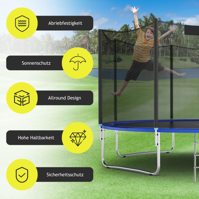 Costway Εξωτερικό Δίχτυ Ασφαλείας Ø 427cm για Τραμπολίνο με Φερμουά...