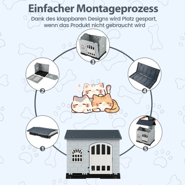 Costway Εξωτερικός Σκύλος Σπίτι με Πόρτα & 3 Παράθυρα & Αφαιρούμενο...