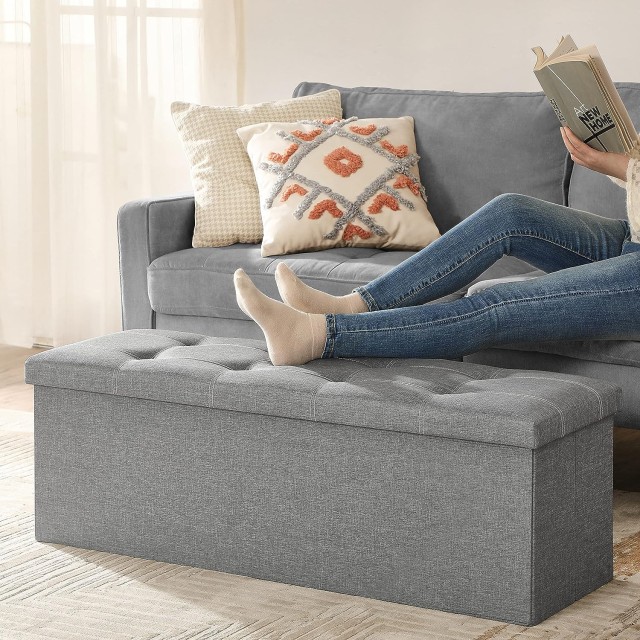 SONGMICS Σκαμπό Αποθήκευσης Πολυλειτουργικό 110x38x38 εκ, Ανοιχτό Γ...