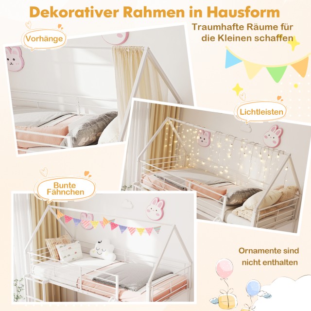 Costway Παιδική Κουκέτα-Σπιτάκι με Τσουλήθρα και Ασφαλή Κάγκελα & Σ...