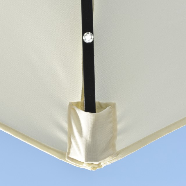 Outsunny Ημικυκλική Ομπρέλα με Μανιβέλα, 20 Φώτα LED και Ηλιακό Πάνελ, 265x135x240 εκ., Μπεζ 84D-231V00BG