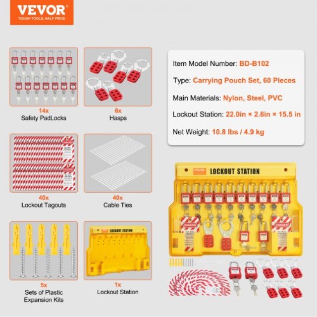 Σετ Ασφαλείας VEVOR Lockout Tagout, 60 Τεμ.  AQSJTZ60JDGB62SHMV0