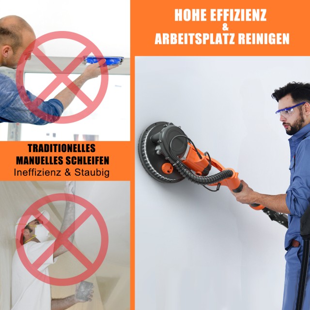 Costway Ηλεκτρικός Τροχός Τριβής Τοίχου 750W με Σύστημα Συλλογής Σκ...