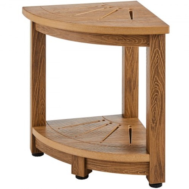 VEVOR Γωνιακό Σκαμπό Ντους, 42cm Ύψος, 32.5cm Ακτίνα, Ψεύτικο Ξύλο, 159kg, Ανθεκτικό στο Νερό, με Ράφι Αποθήκευσης  CWDSL128INCHWXKBGV0