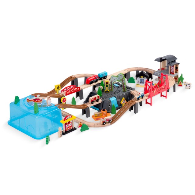 Ξύλινο Τρενάκι Πόλη 100 τεμάχια για 3+ Ετών RK-879 Ricokids