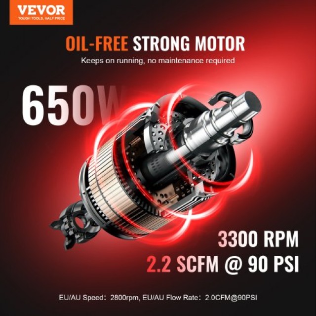 Φορητός Αεροσυμπιεστής VEVOR 4.6 Γαλόνια 90 PSI χωρίς Λάδι  WYWSKYJ18L75W70W9V2