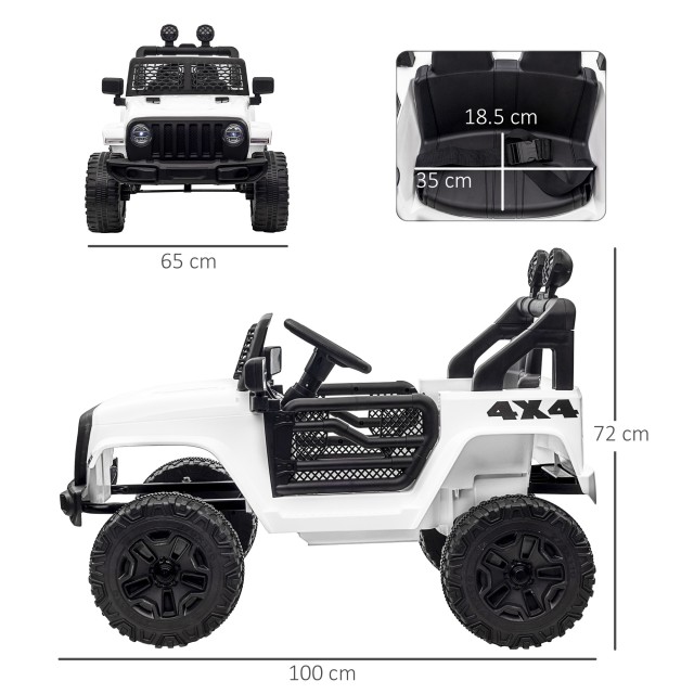 HOMCOM Electric Ride-On Vehicle for Children Jeep Off-Road με τηλεχειριστήριο και 2 ταχύτητες, 100x65x72 cm, Λευκό 370-142V91WT