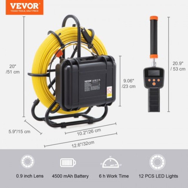 Κάμερα Αποχέτευσης VEVOR με 512Hz Sonde, Οθόνη 9 720p, 50m  DDWKXSGDNK950S9AFV2
