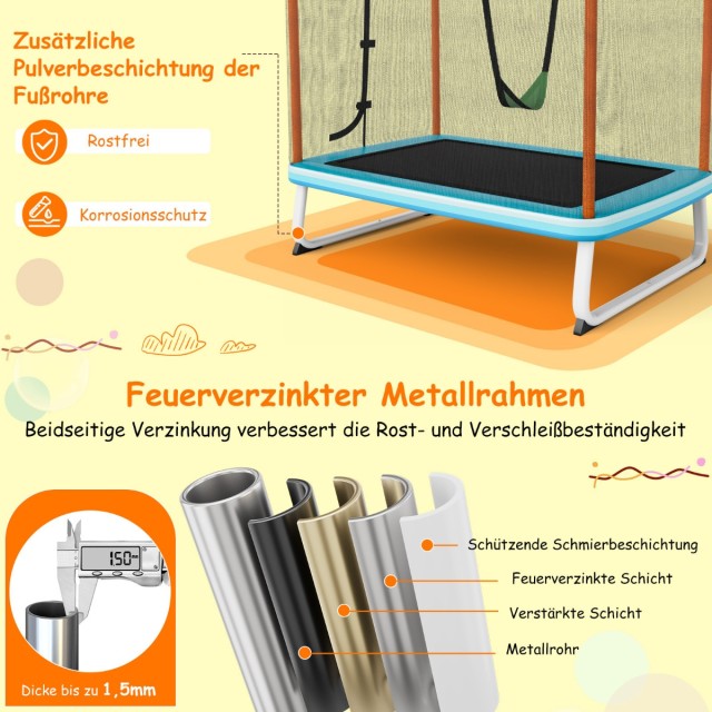 Costway Παιδικό Ορθογώνιο Τραμπολίνο 3-σε-1 με Δίχτυ 190 x 124 cm Μ... Costway Παιδικό Ορθογώνιο Τραμπολίνο 3-σε-1 με Δίχτυ 190 x 124 cm Μ...