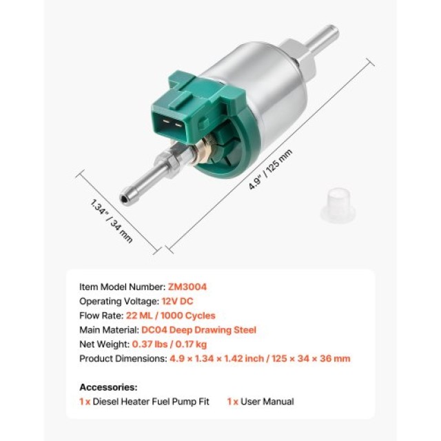 VEVOR Αντλία Καυσίμου Πετρελαίου 12V για Θερμαντήρες Αυτοκινήτου με...