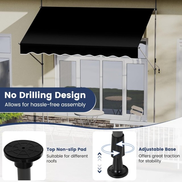 Costway Ρυθμιζόμενη Μαύρη Τέντα με Μανιβέλα 250 cm, Ανθεκτική στην ... Costway Ρυθμιζόμενη Μαύρη Τέντα με Μανιβέλα 250 cm, Ανθεκτική στην ...