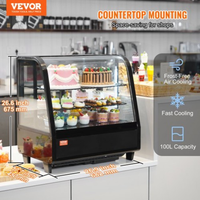 VEVOR  Ψυγείο Βιτρίνα Αρτοποιίας 3.5 cu.ft/100L 2 Επιπέδων DGZSJTMH...