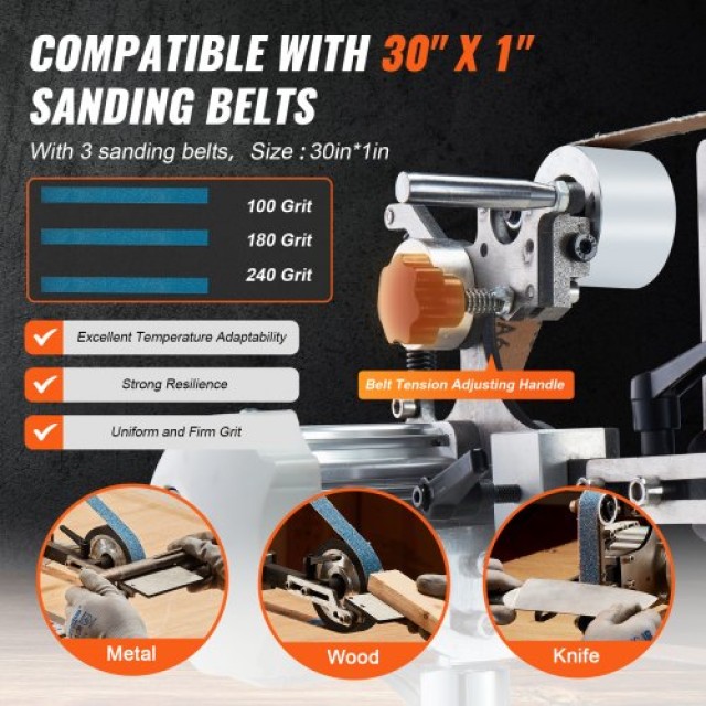 VEVOR Ταινιοτριβείο 30 x 1-Inch Μεταβλητής Ταχύτητας με VFD 2 Μορφέ...