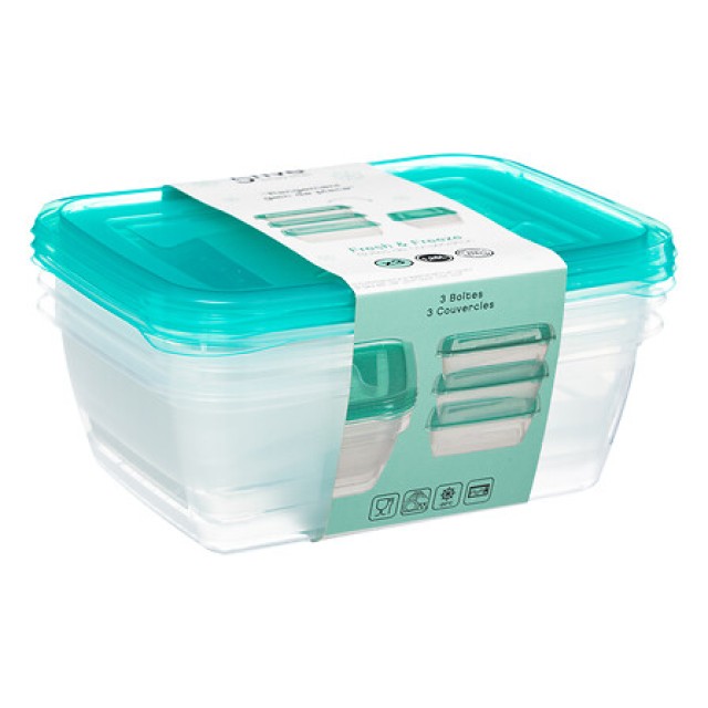 Σετ 3 Φαγητοδοχεία Γαλάζιο 1,25 L 128994 5Five Simply Smart
