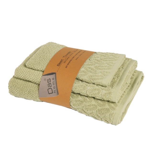 DAS HOME Σετ Πετσέτες 3 Τεμαχίων Best 0782 Olive 530708180782