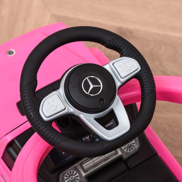 HOMCOM Παιδικό Αυτοκίνητο Mercedes με Τέντα και Λαβή, 85.5x40.5x95 εκ, Ροζ 370-162PK