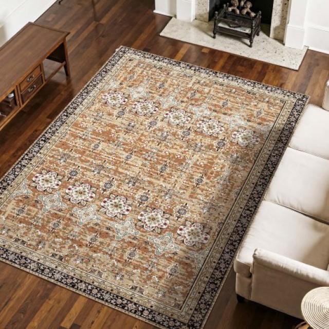 VEVOR Μεγάλο Αντιολισθητικό Χαλί 7.5x9.5 ft Vintage Καφέ Πράσινο JX...