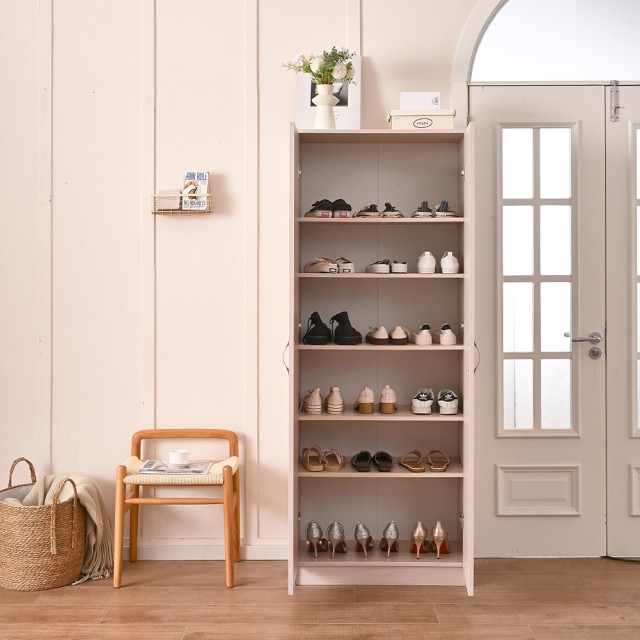 Φορητή Ντουλάπα Παπουτσοθήκη με 6 Ράφια και 2 Πόρτες  71 x 38 x 182...