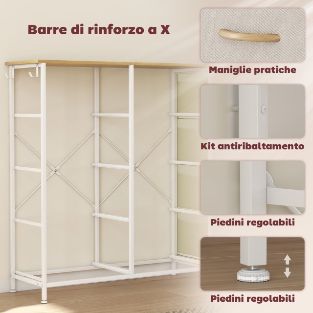 HOMCOM Συρταριέρα 8 Συρταριών Αναδιπλούμενη με 4 Τσέπες και 2 Άγκισ...