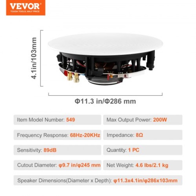 VEVOR 8 Ηχεία Οροφής 200W Εντοιχισμού  DPXDYSQ8YCYZUFINCV9