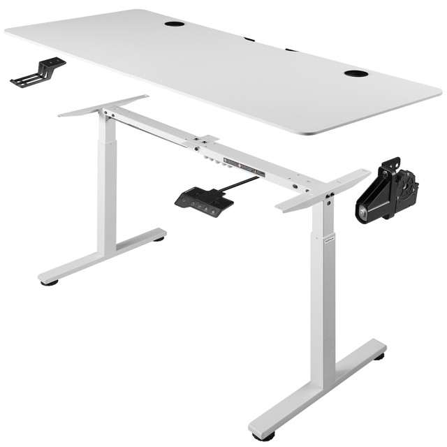 Shally Dogan  Ηλεκτρικό Ρυθμιζόμενο Γραφείο Ύψους 140x60x72-117cm Λευκός Πίνακας Ελέγχου 02840730
