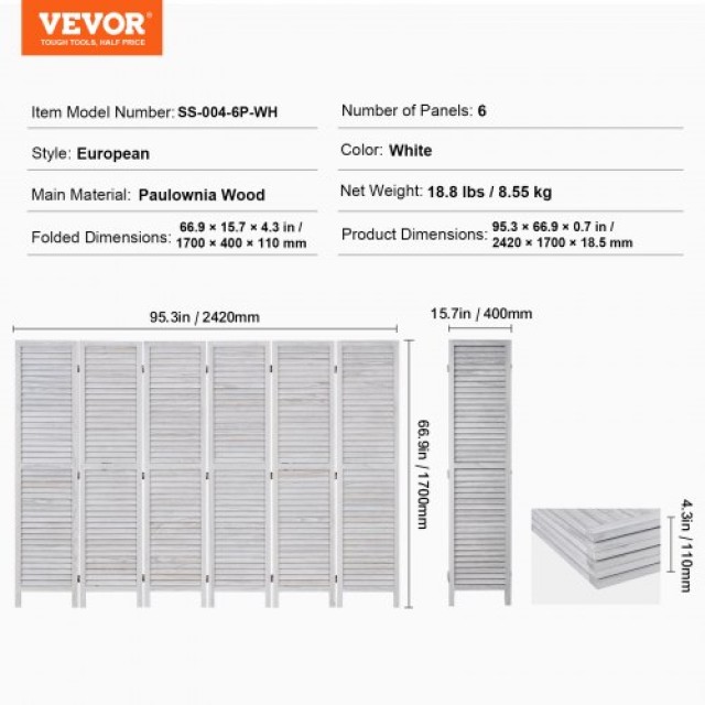 VEVOR  Ξύλινο Διαχωριστικό Δωματίου 6 Πάνελ MZPF6MBWGBOSCMC4VV0
