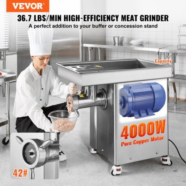 VEVOR Βιομηχανικός Ηλεκτρικός Κρεατομηχανή 36.7 Λίβρες/Λεπτό με Ντουλάπι SYJSDDJRJSCK9BX2QV7