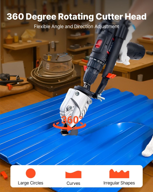 VEVOR Περιστρεφόμενη Ψαλίδα Μεταλλικών Φύλλων 360° με Διαστάσεις 36...