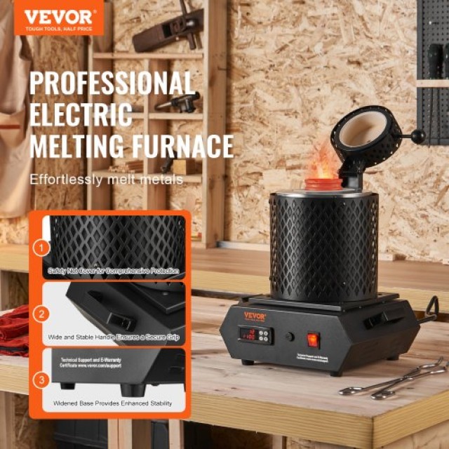 VEVOR Ηλεκτρικός Κλίβανος Τήξης Χρυσού 1350W με Γραφίτες 1kg & 3kg  CGXDRJL3KG1KGTETHV2