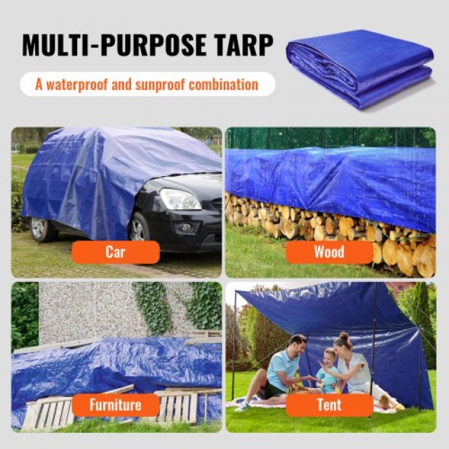 Αδιάβροχο Κάλυμμα VEVOR 10x12 ft, Πολυλειτουργικό Ταρπ Μπλε  FSBLSPEPE10124217V0
