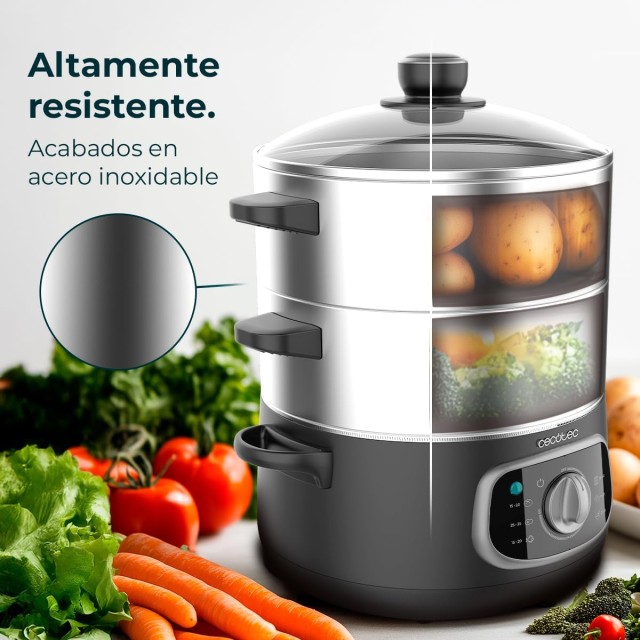 Ατμομάγειρας Vapovita SteelPot White – 1300W με 3 Δοχεία από Ανοξεί...