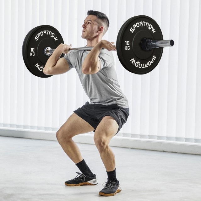 SPORTNOW Σετ 2 Δίσκοι Βάρους 10kg από Καουτσούκ με Τρύπα 2/5 cm για Μπάρες και Μονόζυγα, Μαύρο A91-374V02BK
