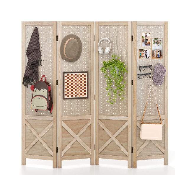 Πτυσσόμενο Διαχωριστικό Δωματίου με Φυσικό Ξύλινο Πλαίσιο και Πίνακ...