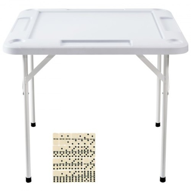 Πτυσσόμενο Τραπέζι Mahjong VEVOR για 4 Παίκτες με Θήκες Ποτηριών & Δίσκους για Μάρκες - Λευκό  SDMJZBSDMNGPT73ZQV0
