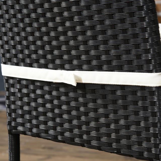 Outsunny Steel and PE Rattan Τραπέζι κήπου εξωτερικού χώρου και σετ 4 καρεκλών, μαύρο 861-063V00BK
