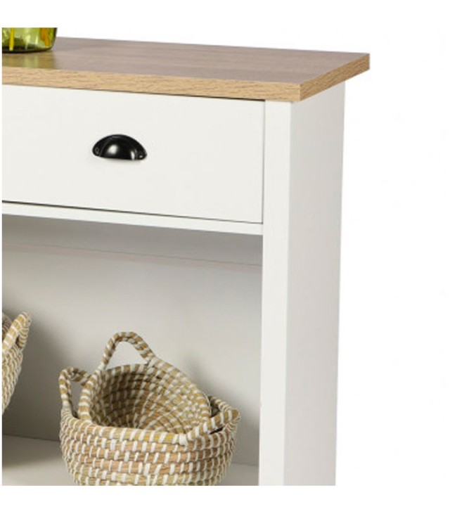 Ξύλινη Κονσόλα με 2 Συρτάρια 97x35x76 cm Λευκό/Ξύλο Urban Living 151137
