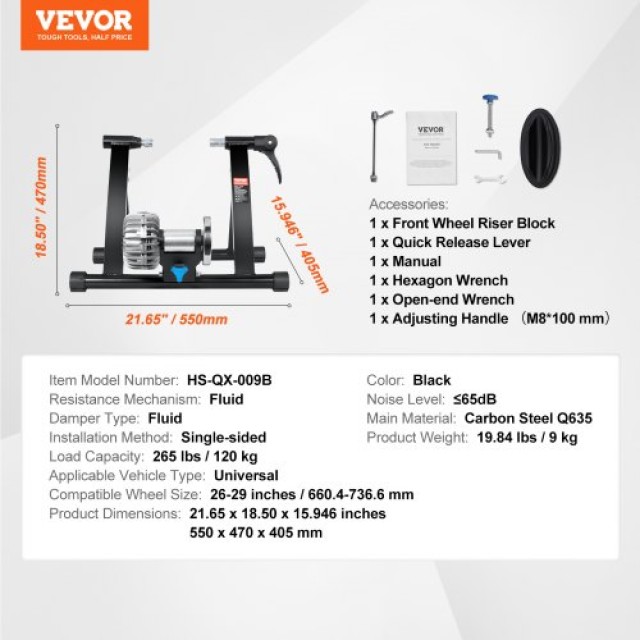 VEVOR Σταντ Ποδηλάτου για Εσωτερική Άσκηση, Υγρό Σταντ για Τροχούς 26-29  XLJLTPTDJBD0F1RZUV0