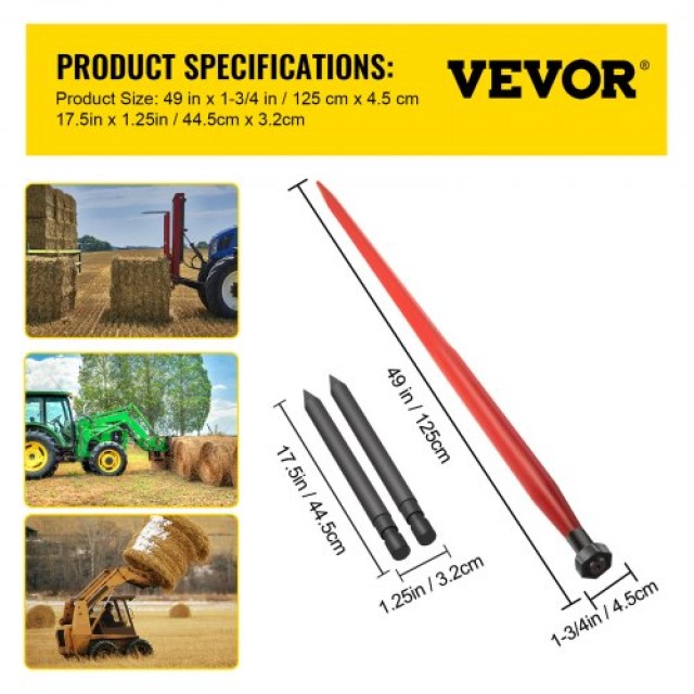 Δόρυ Σανό VEVOR 49 με Ικανότητα 3000 lbs, Κόκκινο με 2 Σταθεροποιητές  CM45X12503000BDTTV0