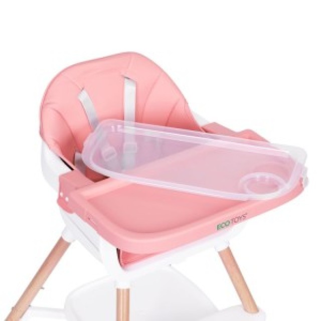 ECOTOYS Καρεκλάκι φαγητού για παιδιά 2 σε 1 ροζ HC508-Pink