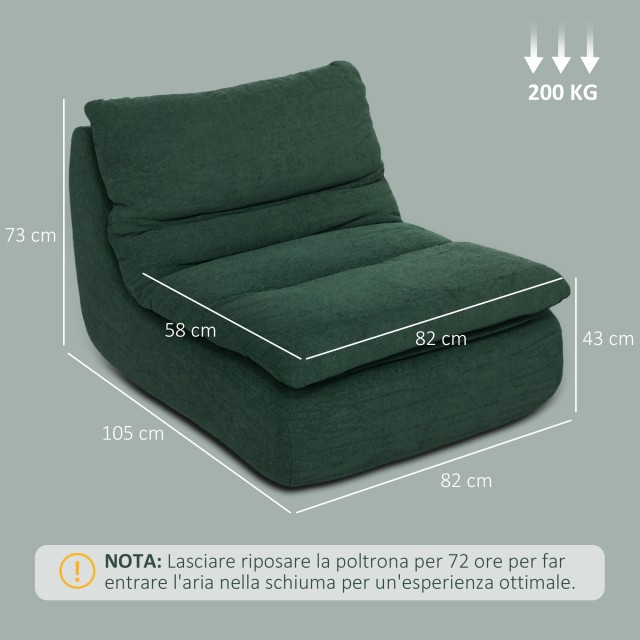 HOMCOM Πράσινη Βελούδινη Καρέκλα 82x103x75 εκ 83B-294V00GN