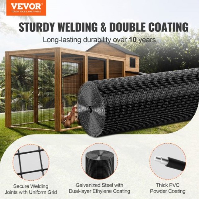 VEVOR Πλέγμα Σύρματος 48 x 100, Γαλβανισμένο & Επικαλυμμένο, 19 Gau...
